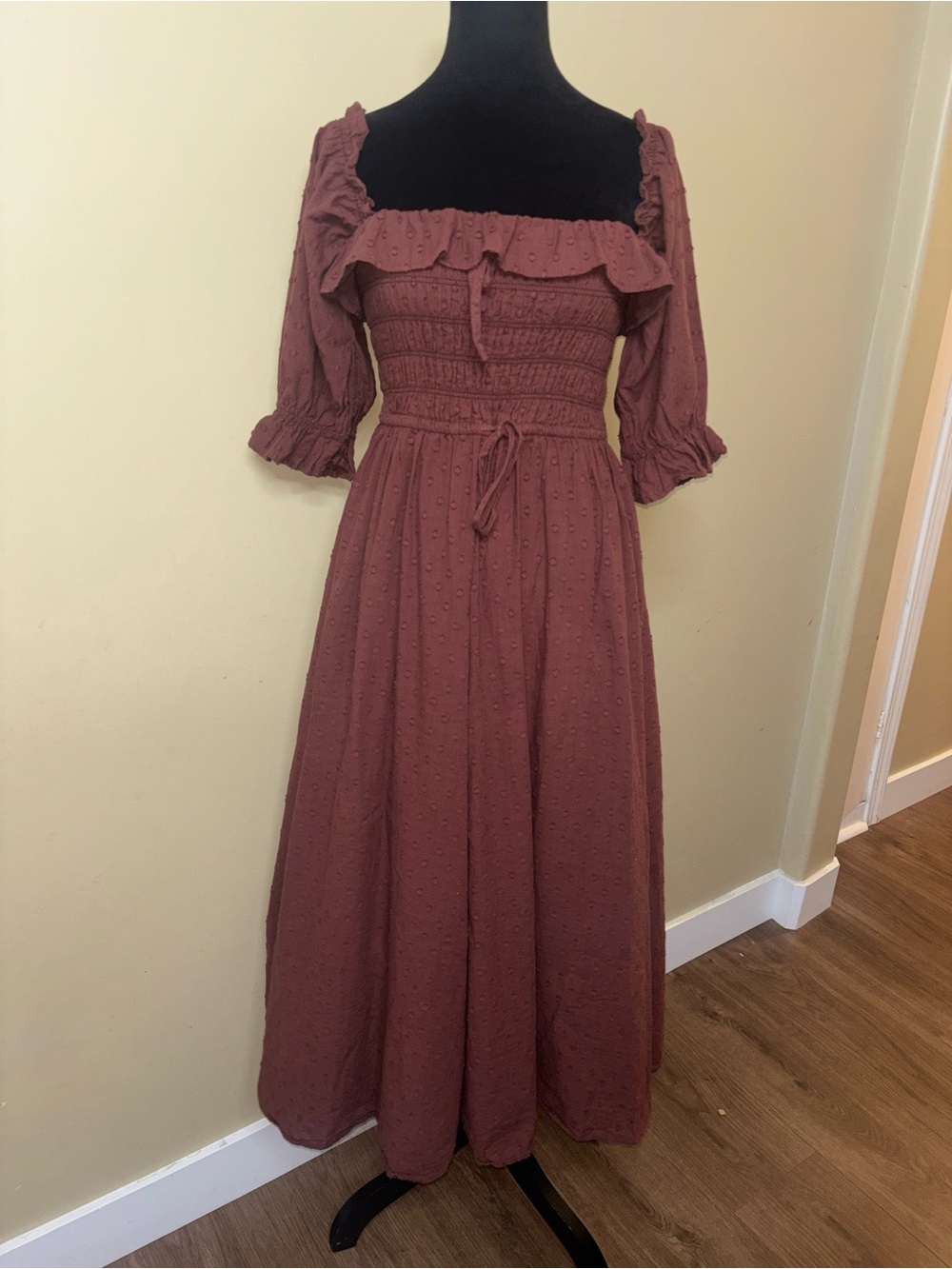 R. Vivimos from Amazon Brown 100% cotton midi dress